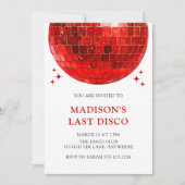 Modern Red Disco Ball Last Disco Bridal Shower Einladung (Vorderseite)