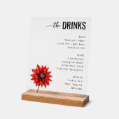 Modern Red Floral Beverage Menu Acrylschild (Winkel)