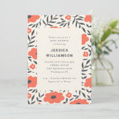 Modern Red Floral Cute Boho Baby Shower Einladung (Stehend Vorderseite)