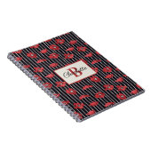 Modern Red Floral Monogram Spiral Foto Notebook Notizblock (Rechte Seite)