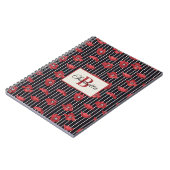 Modern Red Floral Monogram Spiral Foto Notebook Notizblock (Linke Seite)