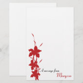 Modern Red Floral Note Plage Briefpapier (Vorne/Hinten)