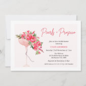 Modern Red Floral Pearls Prosecco Brautparty Einladung (Vorderseite)