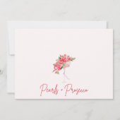 Modern Red Floral Pearls Prosecco Brautparty Einladung (Rückseite)