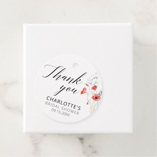 Modern Red Flowers Bridal Shower Geschenkanhänger (Beispiel)