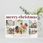 Modern Red Foto Collage Weihnachtskarte Feiertagskarte (Stehend Vorderseite)