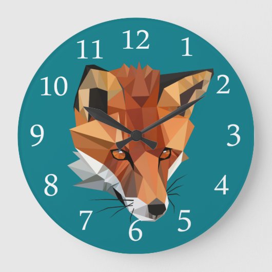 Modern Red Fox Große Wanduhr (Vorderseite)
