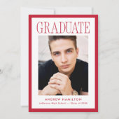 Modern Red Frame 2 Photo Graduation Ankündigung (Vorderseite)