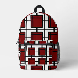 Modern Red Geometric Art Backpack | Top-Selling  Bedruckter Rucksack