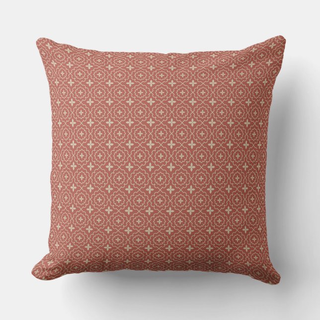 Modern Red Geometric Pattern Throw Pillow  Kissen (Vorderseite)