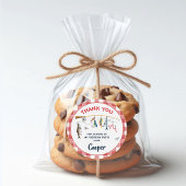 Modern Red Gingham Fishing Birthday  Runder Aufkleber