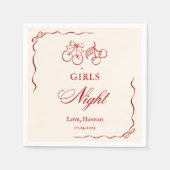 Modern Red Girls Night Dinner Party Serviette (Vorderseite)