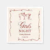 Modern Red Girls Night Dinner Party Serviette (Vorderseite)