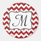 Modern Red Glitzer Zickzack Monogram Initial Magne Magnet (Vorne)