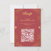 Modern Red Gold 50 Fabulous Birthday QR Code RSVP Karte (Rückseite)