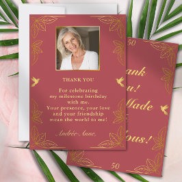 Modern Red Gold 50 Fantastischer Geburtstag Dankeskarte