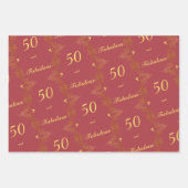 Modern Red Gold 50 Fantastischer Geburtstag Geschenkpapier Set (Vorderseite 2)