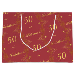 Modern Red Gold 50 Fantastischer Geburtstag Große Geschenktüte