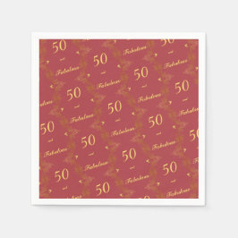 Modern Red Gold 50 Fantastischer Geburtstag Serviette