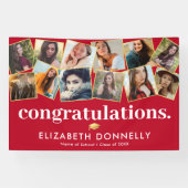 Modern Red Gold Abschluss Foto Collage Banner (Horizontal)