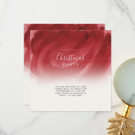 Modern Red & Gold Abstract Christmas Flat Card – E Dankeskarte (Vorderseite/Rückseite Beispiel)