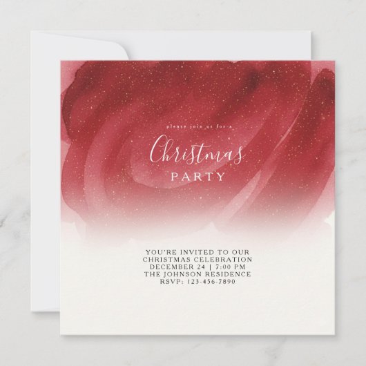 Modern Red & Gold Abstract Christmas Flat Card – E Dankeskarte (Vorderseite)
