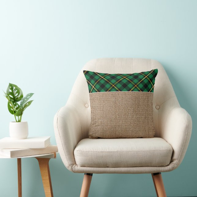 Modern Red Gold Buffalo Karo Tartan Muster Kissen (Stuhl )