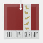 Modern Red Gold Cat Weihnachten Ornament Aus Glas (Vorderseite)