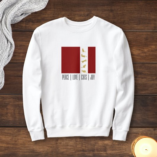 Modern Red Gold Cat Weihnachten Sweatshirt