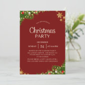 Modern Red & Gold Christmas Party Invite Einladung (Stehend Vorderseite)