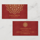 Modern Red & Gold Mandala Yoga Instructor Visitenkarte (Vorne/Hinten)
