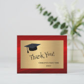 Modern Red Gold Name Vielen Dank Abschluss Postkarte (Stehend Vorderseite)