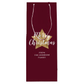 Modern Red Gold Star Weihnachten Geschenktüte Für Weinflaschen (Rückseite)