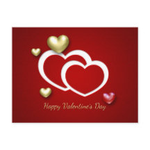 Modern Red Gold Valentine Herzlich Willkommen Post