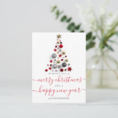 MODERN Red & Gold Weihnachten wünscht Bauble Tree (Stehend Vorderseite)