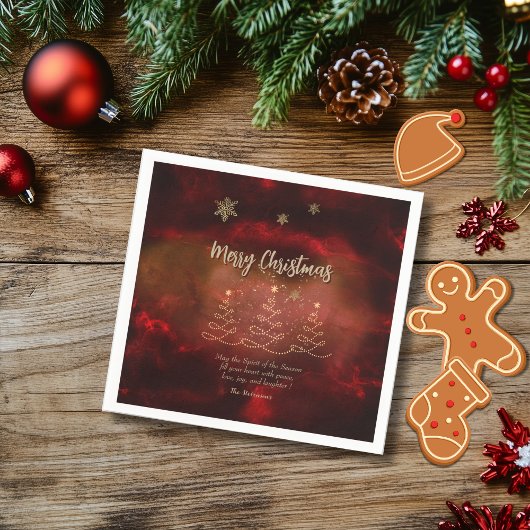 Modern Red Gold Weihnachtsbaum Napkins Serviette