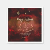 Modern Red Gold Weihnachtsbaum Napkins Serviette (Vorderseite)