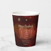 Modern Red Gold Weihnachtsbaum Pappbecher (Rückseite)