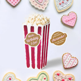 Modern Red Gold White Stripe Popcorn Movie Paint Geschenkschachtel