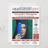 Modern Red GraduaTe Newspaper Front Page College Einladung (Vorderseite)