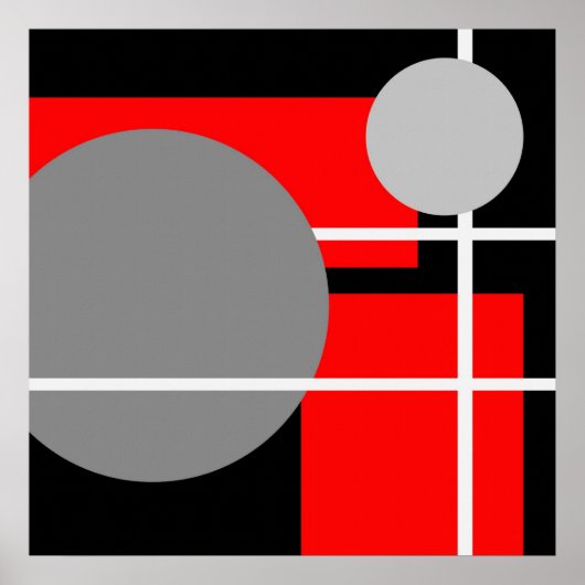 Modern Red Gray Schwarz-weiß - MS001 Leinwand Poster (Vorne)