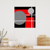 Modern Red Gray Schwarz-weiß - MS001 Leinwand Poster (Küche)