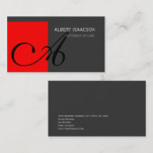Modern Red Gray Simple Monogram Business Card Visitenkarte (Vorne/Hinten)