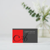Modern Red Gray Simple Monogram Business Card Visitenkarte (Stehend Vorderseite)