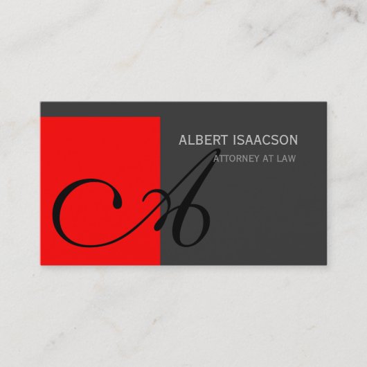 Modern Red Gray Simple Monogram Business Card Visitenkarte (Vorderseite)