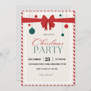 Modern Red Green Christmas Party Einladung