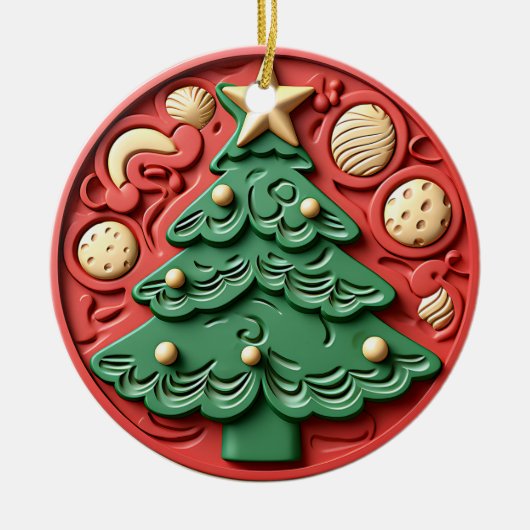 Modern Red Green Christmas Tree Ornament (Vorne)