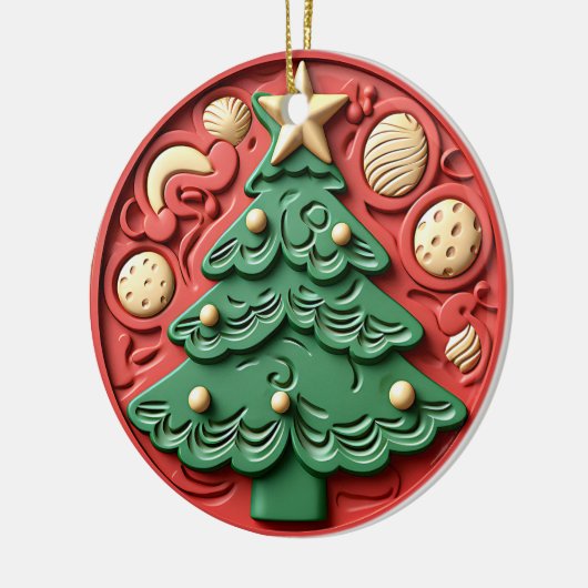 Modern Red Green Christmas Tree Ornament (Links)