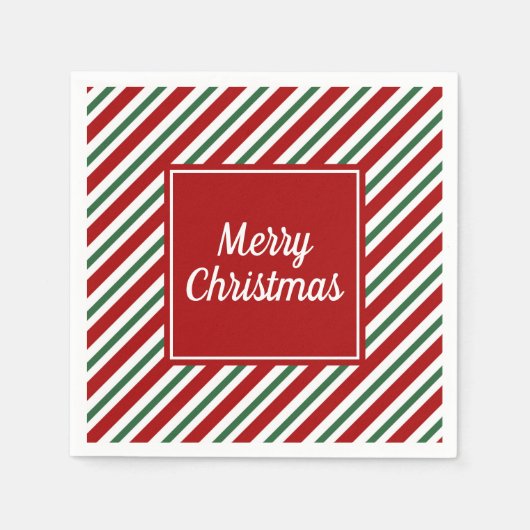 Modern Red Green Frohe Weihnachten Serviette (Vorderseite)