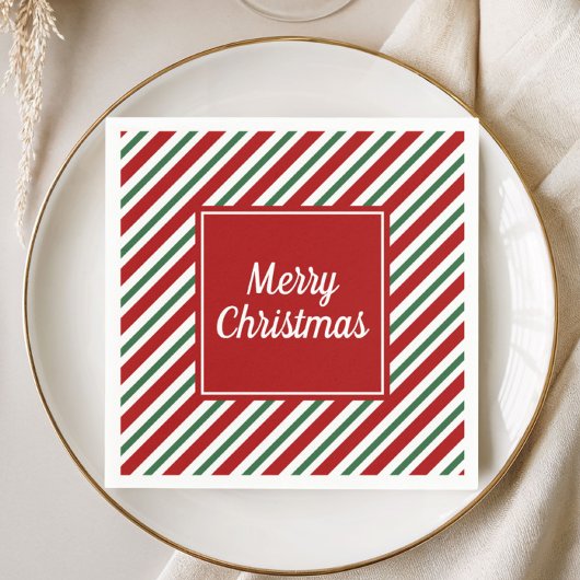 Modern Red Green Frohe Weihnachten Serviette